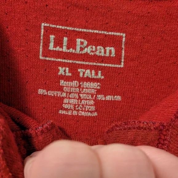 L.L. Bean Red Long Sleeve Wool Blend Tee - Picture 3 of 4